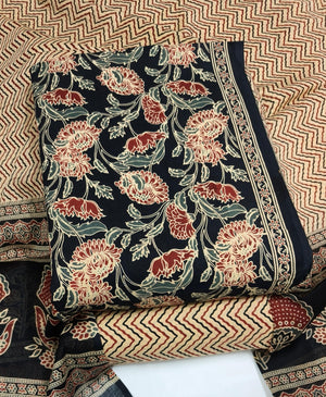 DRAVINAM Trends Jaipuri Print Cambric Cotton Unstitched Salwar Suit Dress Material for Women with Mulmul Cotton Dupatta