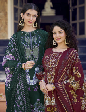 Women’s Dress Set | Pure Cotton with Print & Heavy Embroidery (2.5m), Mal Mal Dupatta (2.3m), Bottom (3m) | Available in Unstitched & Stitched Options (BLUE, XL - 42 Inch, Stitched)