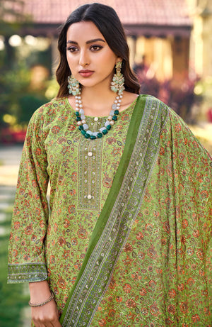 DRAVINAM Trends Women's Unstitched Salwar Suit Dress Material - Cotton Digital Printed Organza Embroidered Kameez II Unstitch Bottoms II Cotton Dupatta