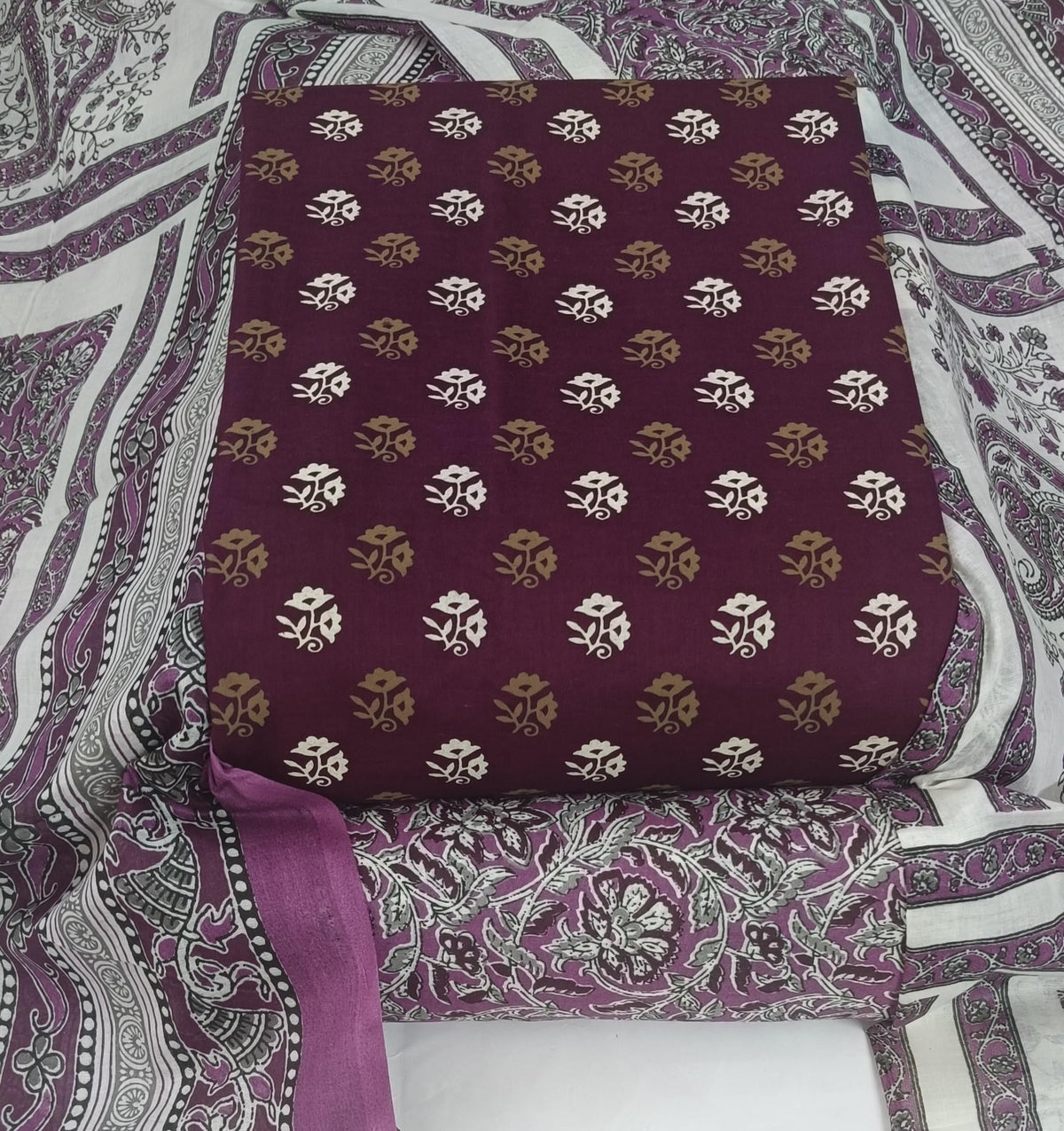 DRAVINAM Trends Women's Ethnic Pure Cotton Jaipuri Printed Unstitched Salwar Suit Dress Material with Dupatta