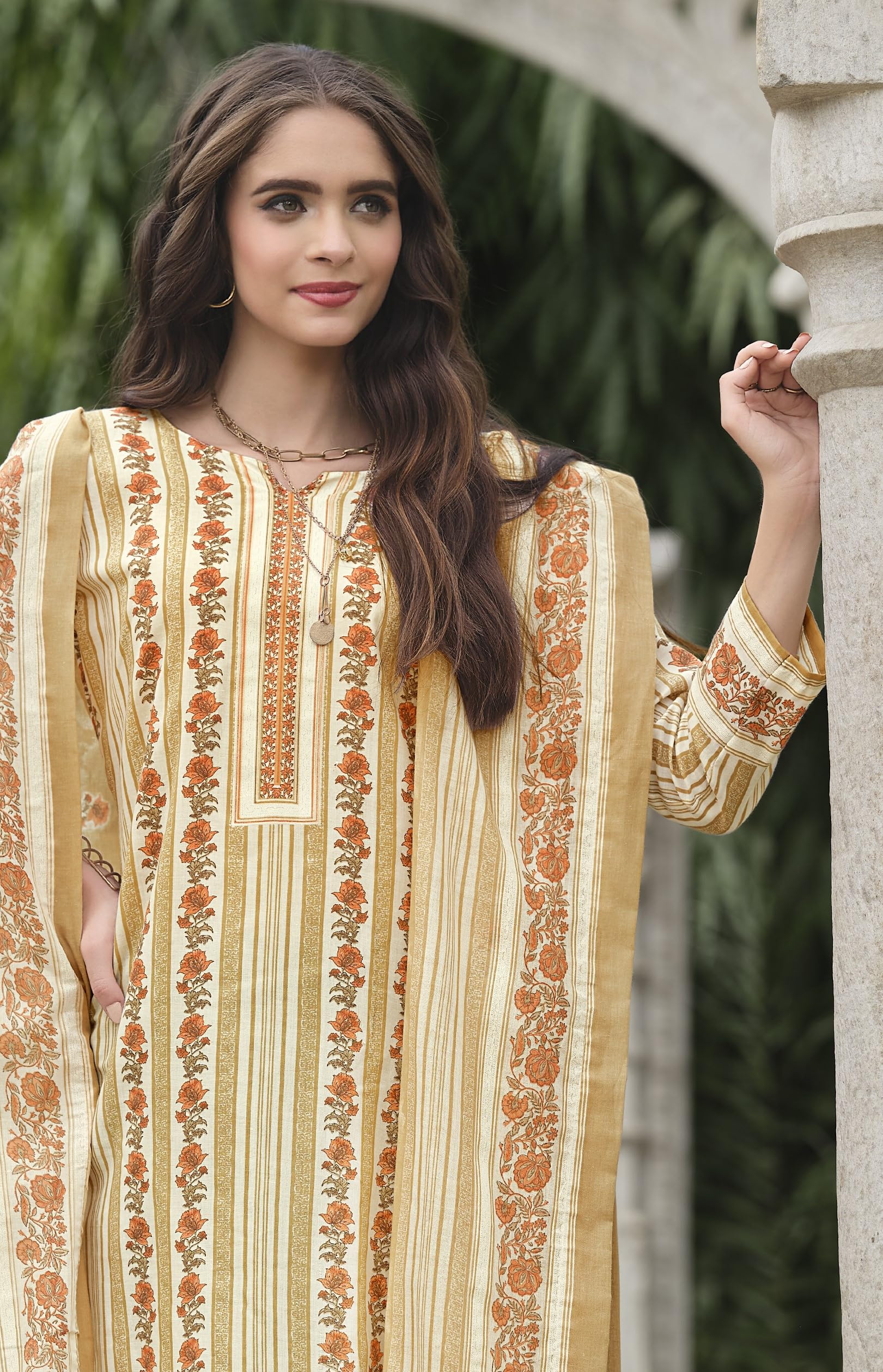 DRAVINAM Trends Pure Cotton Printed Dress Material Salwar Suit with Unstitched Bottoms and Cotton Dupatta