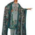 DRAVINAM Trends Women's Unstitched Pakistani Printed EmbroideredPure Cotton Salwar Suit Dress Materials with Cotton Printed Dupatta (Grey)