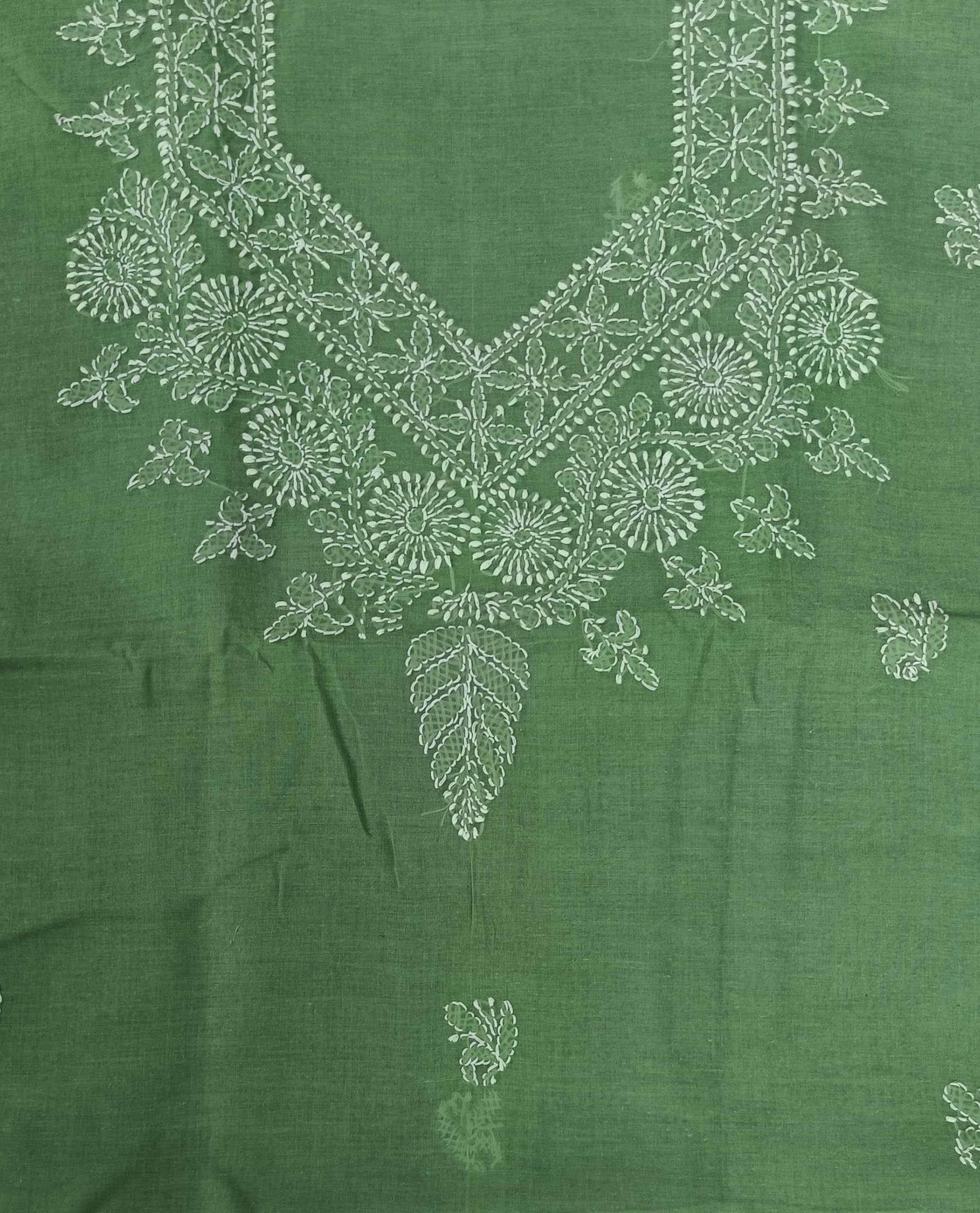 DRAVINAM Trends Women’s Cotton Unstitched Chikankari Suit Set with Dupatta & Bottom | Hand-Embroidered Lucknowi Dress Material | Premium Ethnic Wear for Women | Free Size (3-Piece)