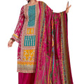 DRAVINAM Trends Women's Unstitched Embroidered Suit Dress Material - Heavy Viscose Rayon Printed Top with Fancy Hand Embroidery (2.5m), Rayon Bottom (2.8m), Cotton Dupatta (2.25m)