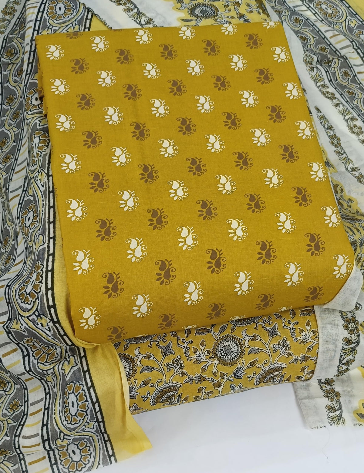 DRAVINAM Trends Women's Ethnic Pure Cotton Jaipuri Printed Unstitched Salwar Suit Dress Material with Dupatta
