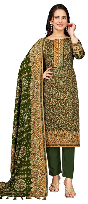 DRAVINAM Trends Women's Unstitched Winter Wear Kaani Digital Printed Heavy Woolen Pashmina Salwar Suit Dress Material with Printed Shawl Dupatta