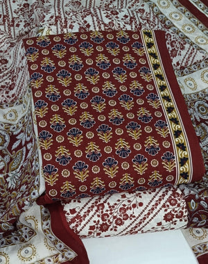 DRAVINAM Trends Jaipuri Print Cambric Cotton Unstitched Salwar Suit Dress Material for Women with Mulmul Cotton Dupatta
