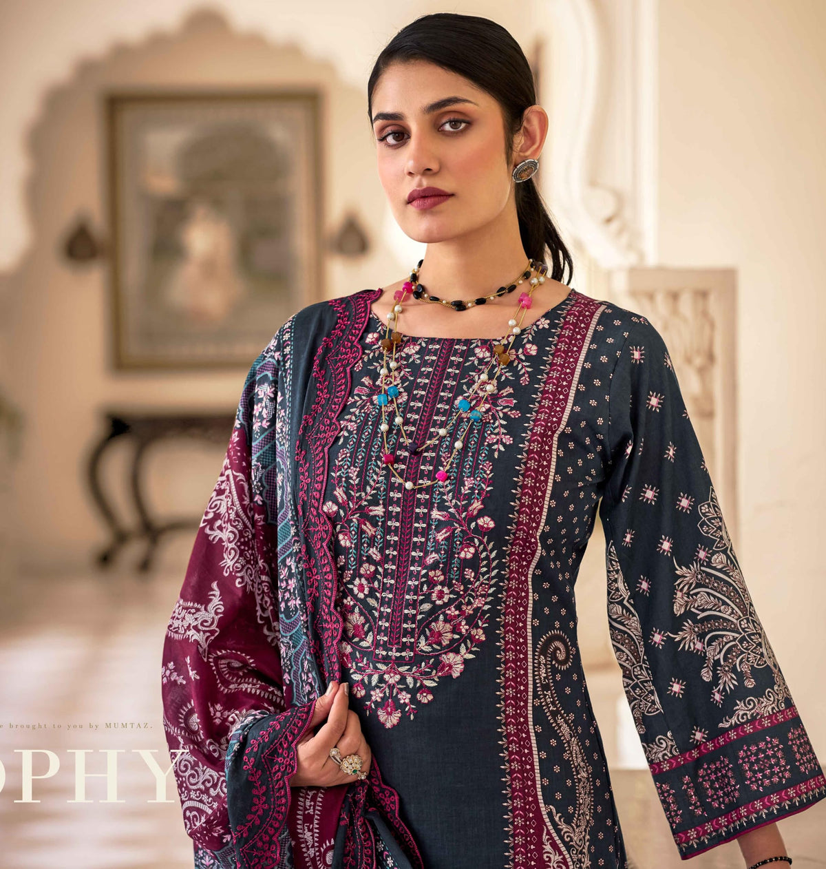 DRAVINAM Trends Women's Unstitched Salwar Suit Dress Material - Cotton Digital Printed Organza Embroidered Kameez II Unstitch Bottoms II Cotton Dupatta