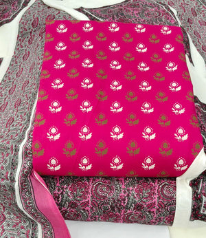 DRAVINAM Trends Women's Ethnic Pure Cotton Jaipuri Printed Unstitched Salwar Suit Dress Material with Dupatta