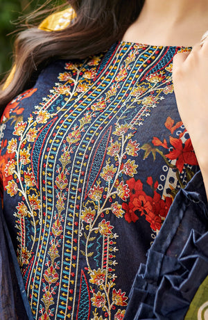 DRAVINAM Trends Unstitched Suit Material Karachi Lawn Cotton Pakistani Digital Printed Embroidered Kameez with Unstitched Bottoms and Cotton Dupatta