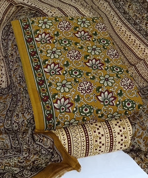 DRAVINAM Trends Jaipuri Print Cambric Cotton Unstitched Salwar Suit Dress Material for Women with Mulmul Cotton Dupatta