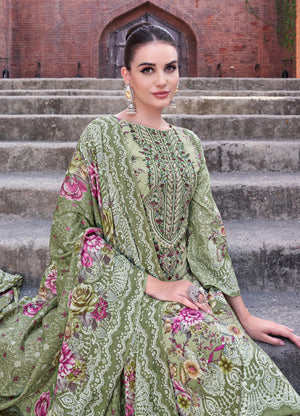 DRAVINAM Trends Unstitched Pakistani Embroidered Pure Cambric Cotton Salwar Suit Dress Materials with Cotton Dupatta