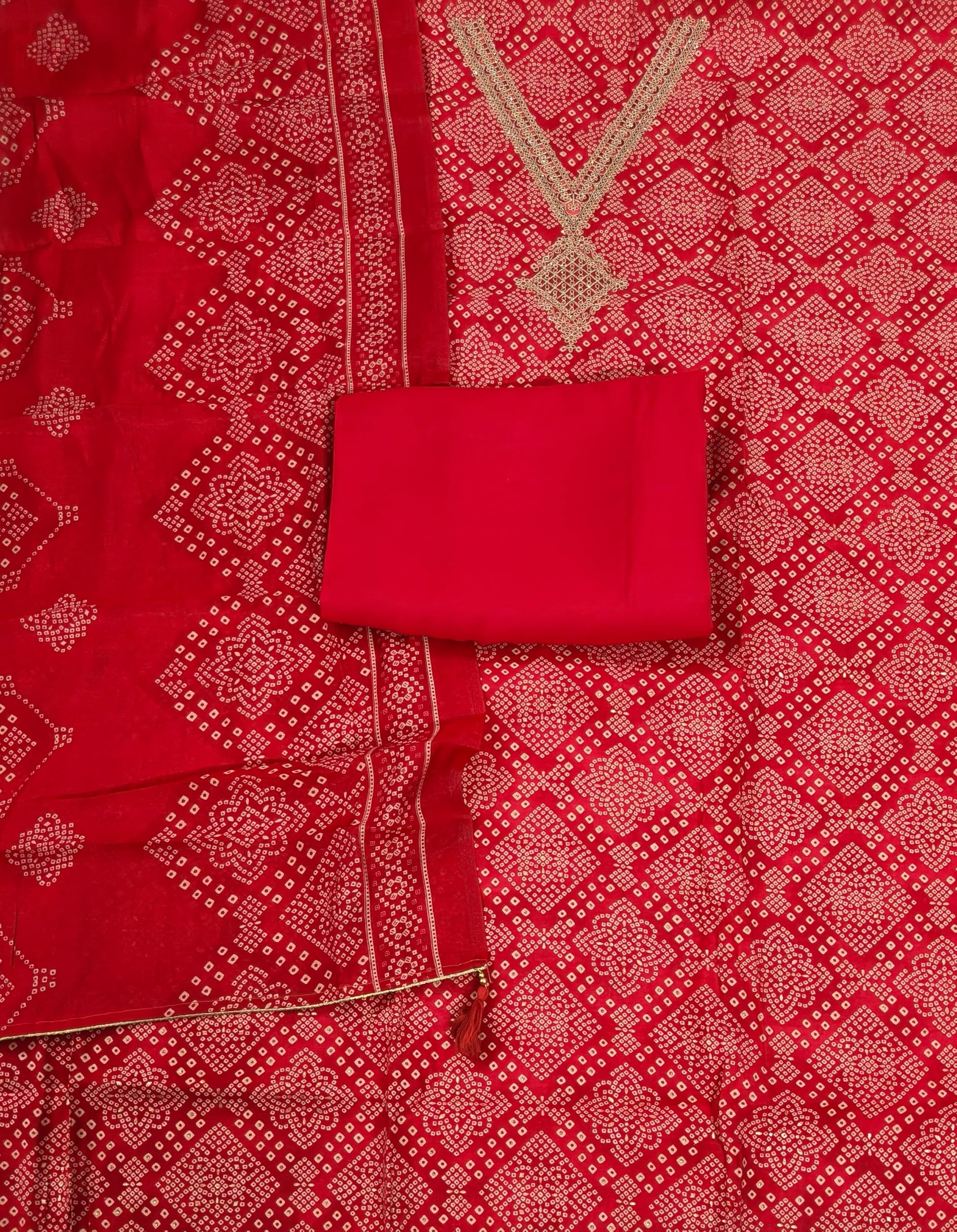 DRAVINAM Trends Womens Modal Silk Unstitched Suit Material with Embroidered Printed Kurta Pant and Dupatta