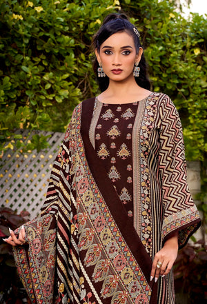DRAVINAM Trends Women's Winter wear unstitched Printed Woollen Pashmina Salwar Suit Dress Material with Pashmina Printed Shawl Dupatta