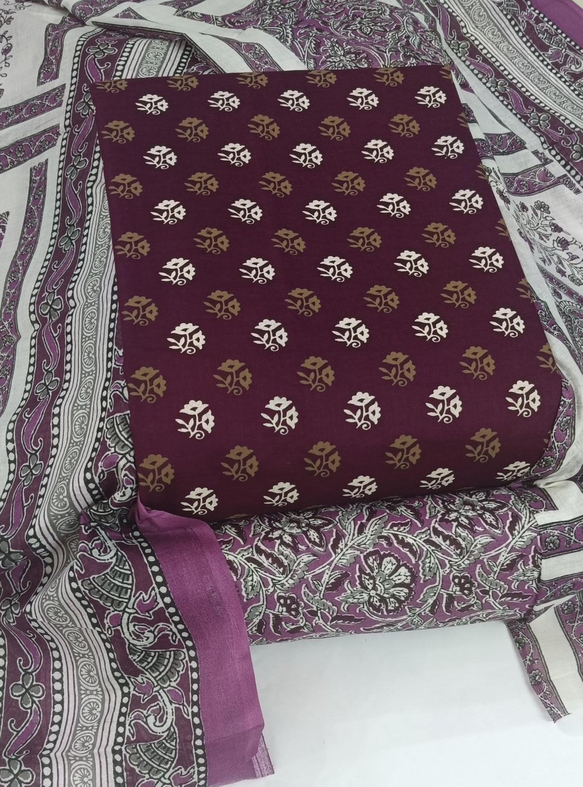 DRAVINAM Trends Women's Ethnic Pure Cotton Jaipuri Printed Unstitched Salwar Suit Dress Material with Dupatta