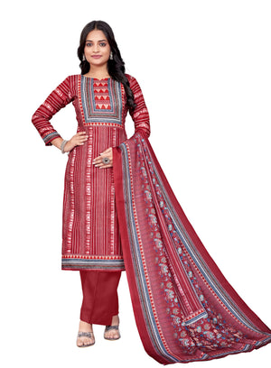 DRAVINAM Trends Pashmina Digital Kani Kashmiri Printed Unstitched Salwar Suit for Women with Digital Shawl Dupatta