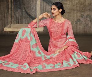 Unstitched Print Cotton Salwar Suit Dress Materials with Dupatta