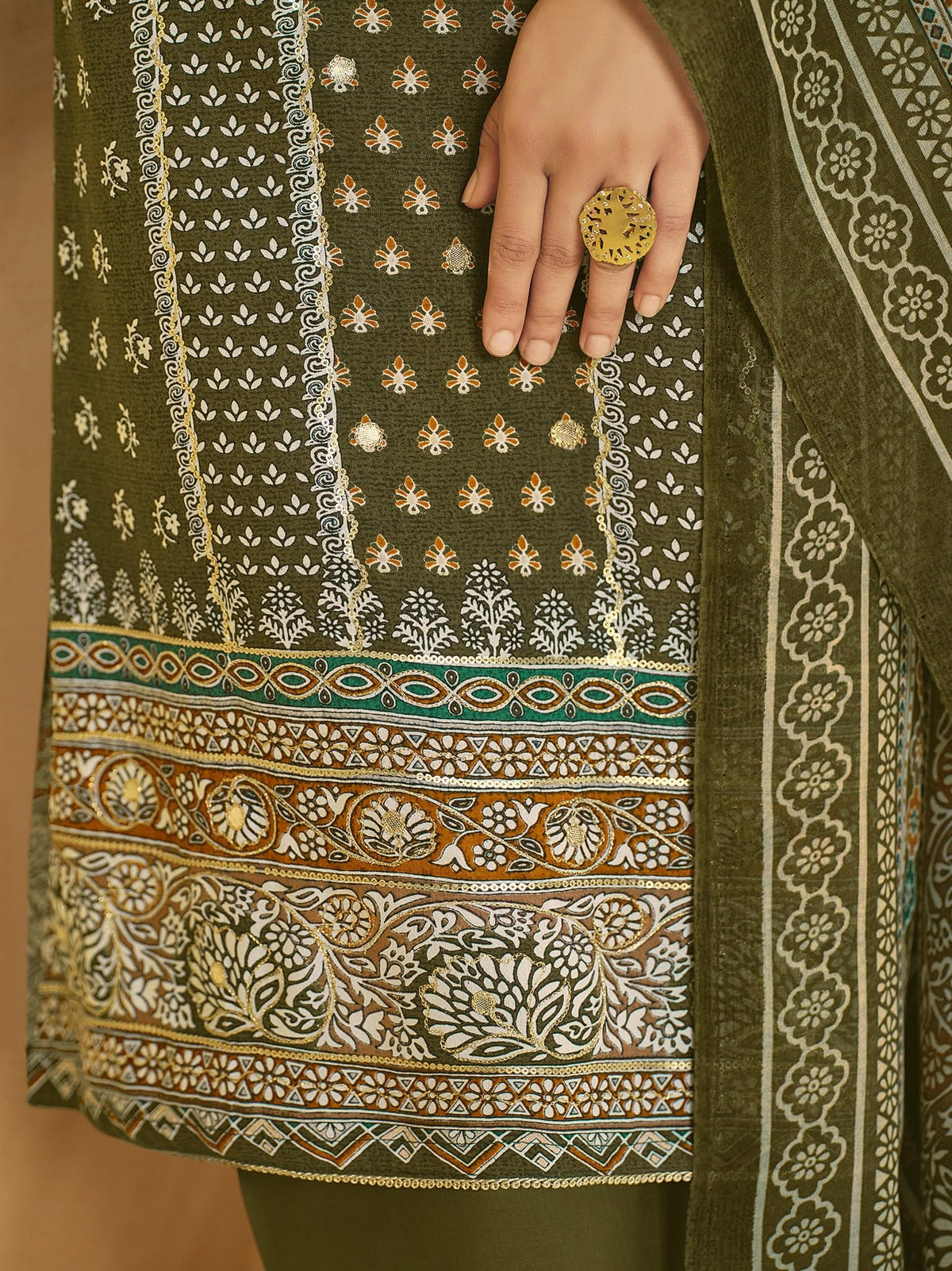 DRAVINAM Trends Women's Unstitched Salwar Suit Dress Material - Cotton Digital Printed Organza Embroidered Kameez II Unstitch Bottoms II Cotton Dupatta