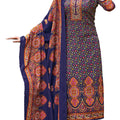 DRAVINAM Trends Women's Unstitched Kaani Print Swaroski work Woollen Pashmina Salwar Suit Dress Material with Pashmina Printed Shawl Dupatta (Free Size_Blue)