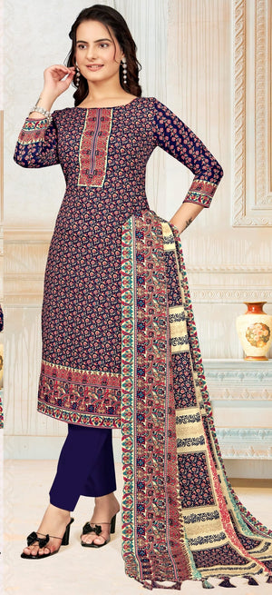 DRAVINAM Trends Women's Unstitched Winter Wear Kaani Digital Printed Heavy Woolen Pashmina Salwar Suit Dress Material with Printed Shawl Dupatta