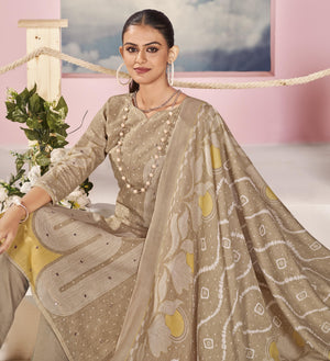 DRAVINAM Trends Women's Unstitched Salwar Suit Dress Material - Cotton Digital Printed Organza Embroidered Kameez II Unstitch Bottoms II Cotton Dupatta