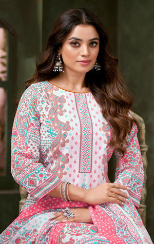 DRAVINAM Trends Pure Cotton Printed Dress Material Salwar Siroski Work Suit with Unstitched Bottoms and Cotton Dupatta