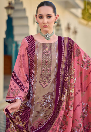 DRAVINAM Trends Women's Unstitched Salwar Suit Dress Material - Cotton Digital Printed Organza Embroidered Kameez II Unstitch Bottoms II Cotton Dupatta