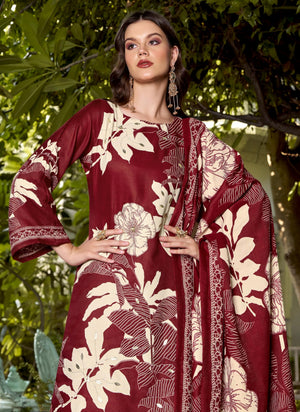 DRAVINAM Trends Women's winter wear unstitched hand work Woollen Pashmina Suit Dress Material with Pashmina Printed Shawl Dupatta