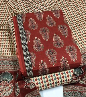 DRAVINAM Trends Jaipuri Print Cambric Cotton Unstitched Salwar Suit Dress Material for Women with Mulmul Cotton Dupatta
