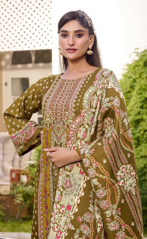 DRAVINAM Trends Women's Unstitched Winter Wear Woollen Pashmina Salwar Suit Dress Material with Pashmina Printed Shawl Dupatta