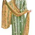 Women's Cotton Print Unstitched Suit Set (Green)