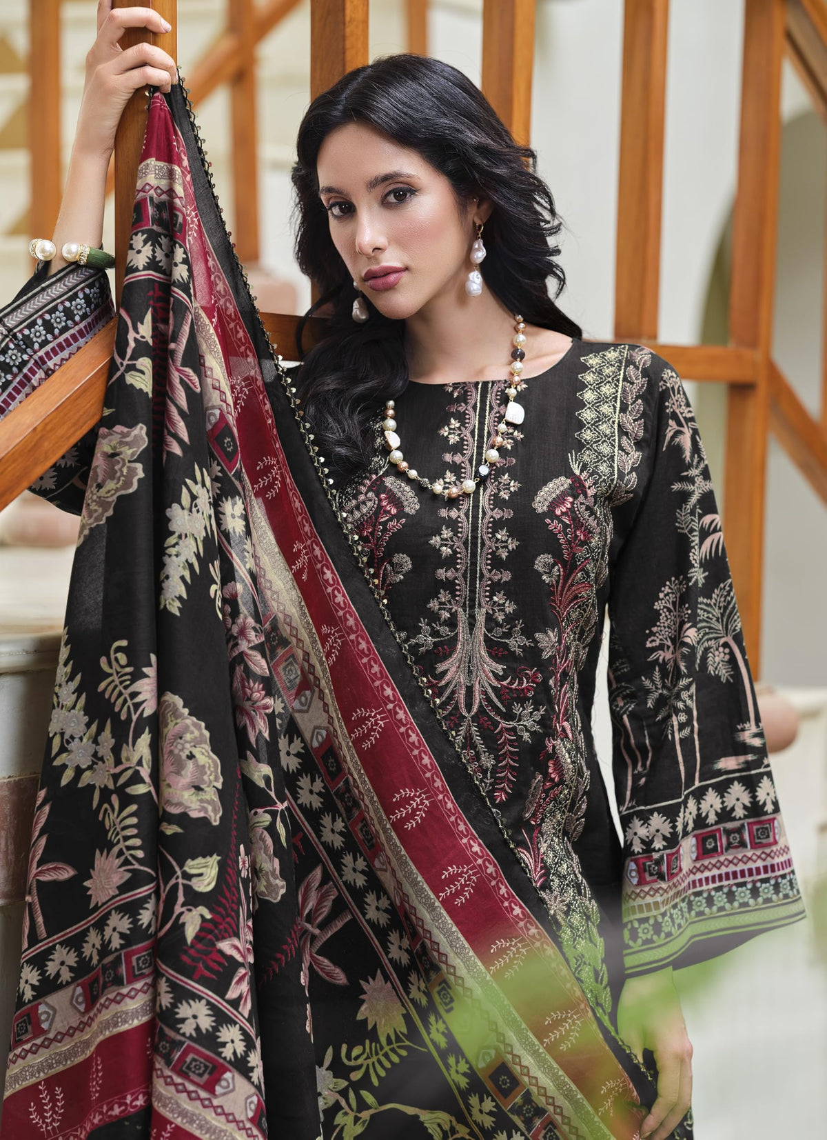 DRAVINAM Trends Women's Unstitched Cotton Salwar Suit Dress Material - Pure Cotton Heavy Embroidered Kameez II Unstitch Bottoms II Mal Mal Dupatta