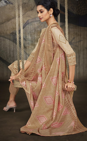 Unstitched Print Cotton Salwar Suit Dress Materials with Dupatta