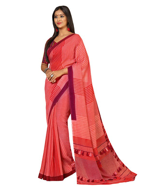 DRAVINAM Trends Women's Khadi Linen Saree With Blouse Piece (SareePN_1_Peach Pink)