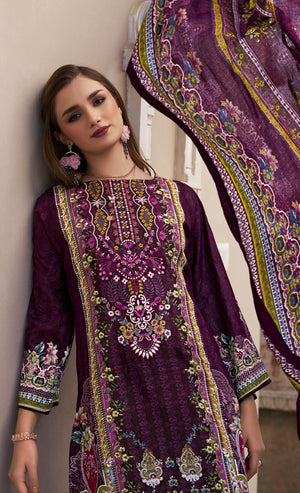 DRAVINAM Trends Unstitched Pakistani Embroidered Pure Cotton Salwar Suit Dress Materials with Cotton Dupatta