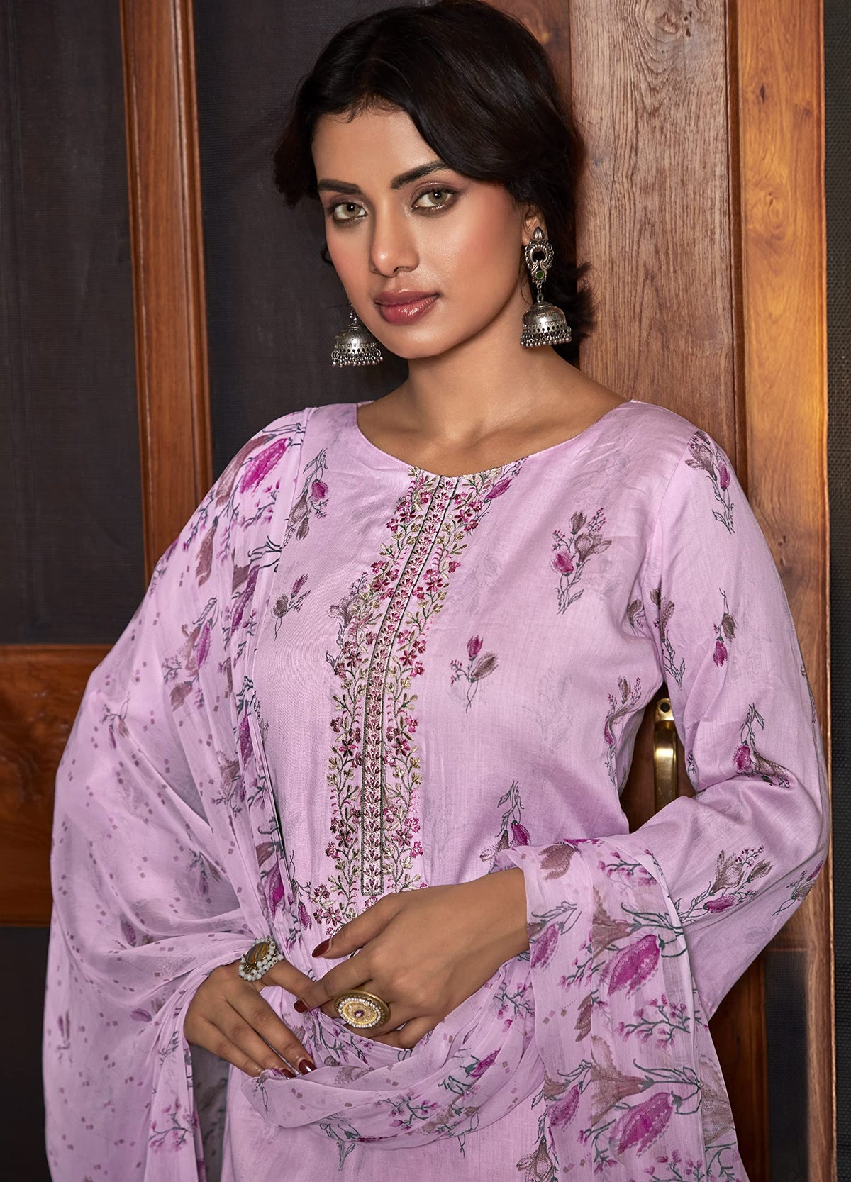 DRAVINAM Trends Women's Cotton Embroidered Unstitiched Salwar Suit Material