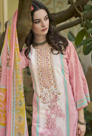 DRAVINAM Trends Kurti 2.50 mtrs, Pure Cotton Salwar (3 mtrs apx), Pure Cotton Mal Mal Print (2.30|Light Brown 1