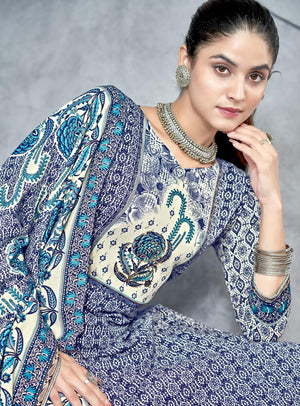 DRAVINAM Trends Pashmina Spun Digital Style Printed Unstitched Salwar Suit for Women with Siroski Work and Twill Printed Shawl Dupatta