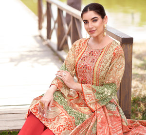DRAVINAM Trends Women's Unstitched Salwar Suit Dress Material - Cotton Digital Printed Organza Embroidered Kameez II Unstitch Bottoms II Cotton Dupatta