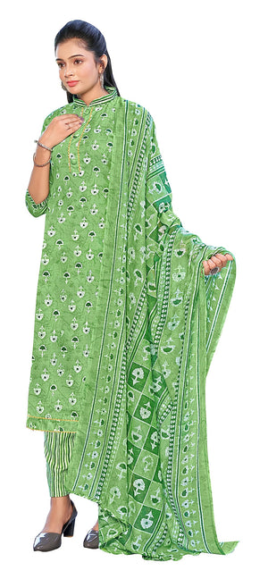 DRAVINAM Trends Women's Pure Cotton Batik Printed Unstitiched Salwar Suit Dress Material with Cotton Printed Dupatta (Grey)