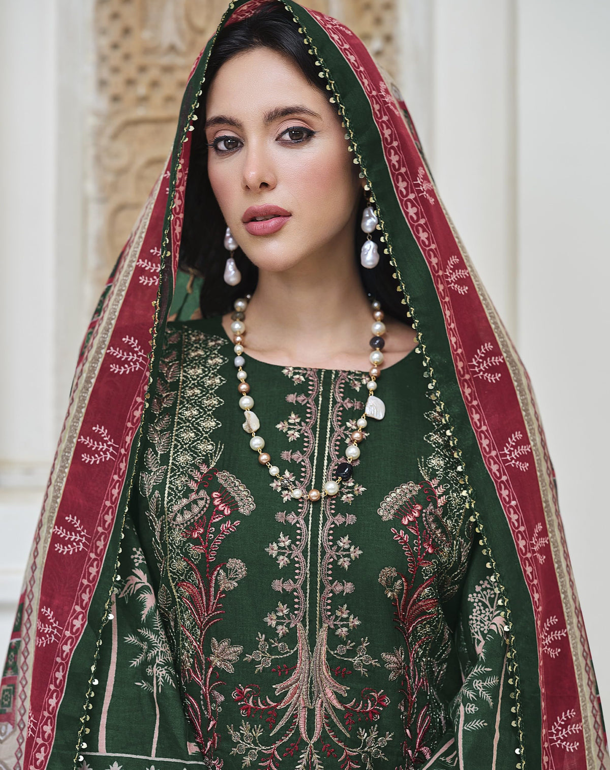 DRAVINAM Trends Women's Unstitched Cotton Salwar Suit Dress Material - Pure Cotton Heavy Embroidered Kameez II Unstitch Bottoms II Mal Mal Dupatta