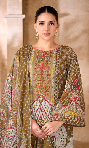 DRAVINAM Trends Unstitched Pakistani Embroidered Pure Cambric Cotton Salwar Suit Dress Materials with Cotton Dupatta