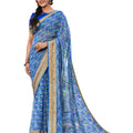DRAVINAM Trends Women's Woven Georgette Saree (Vaa_9_Orange, Pink)