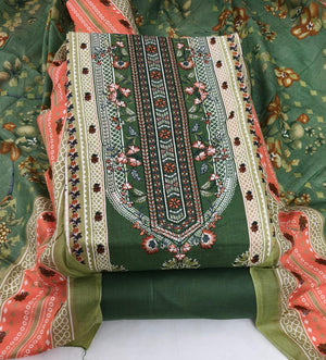 DRAVINAM Trends Women's Pure Cotton Unstitched Salwar Suit Dress Material Set | Pakistani Prints with Embroidery I Mulmul Dupatta