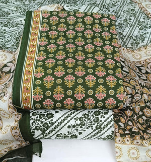 DRAVINAM Trends Jaipuri Print Cambric Cotton Unstitched Salwar Suit Dress Material for Women with Mulmul Cotton Dupatta