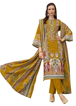 DRAVINAM Trends Unstitched Pakistani Embroidered Pure Cotton Salwar Suit Dress Materials with Cotton Dupatta