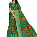DRAVINAM Trends Women's Khadi Organza Saree With Blouse Piece (Or_9_Green)
