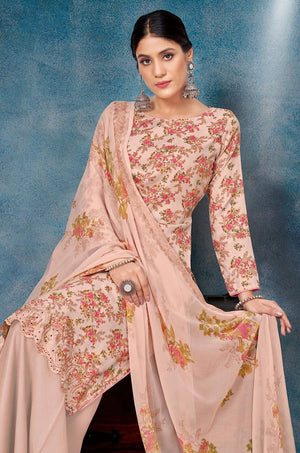 DRAVINAM Trends Unstitched Printed Embroidered Cotton Salwar Suits Dress Material with Chiffon Dupatta