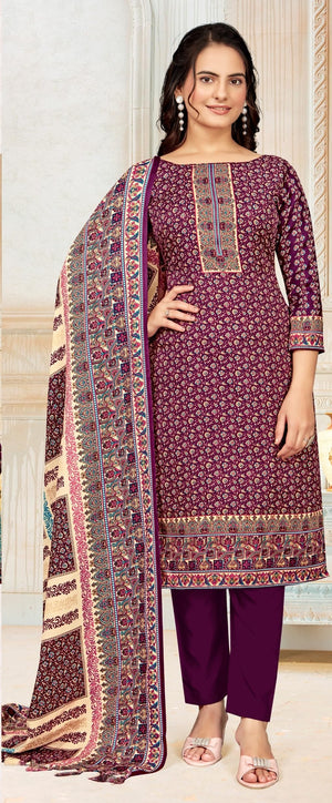 DRAVINAM Trends Women's Unstitched Winter Wear Kaani Digital Printed Heavy Woolen Pashmina Salwar Suit Dress Material with Printed Shawl Dupatta