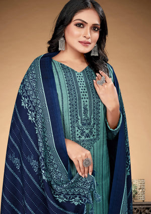 DRAVINAM Trends Printed Pashmina Unstitch Salwar Suit Material with Printed Shawl Dupatta